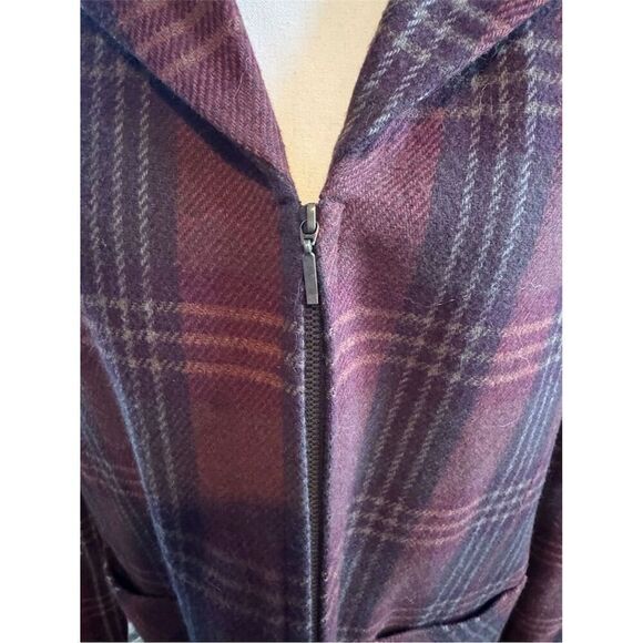 Requirements Vintage Women's Wool Blend Plaid Zip-Up Jacket Brown Size 16 - Picture 5 of 10